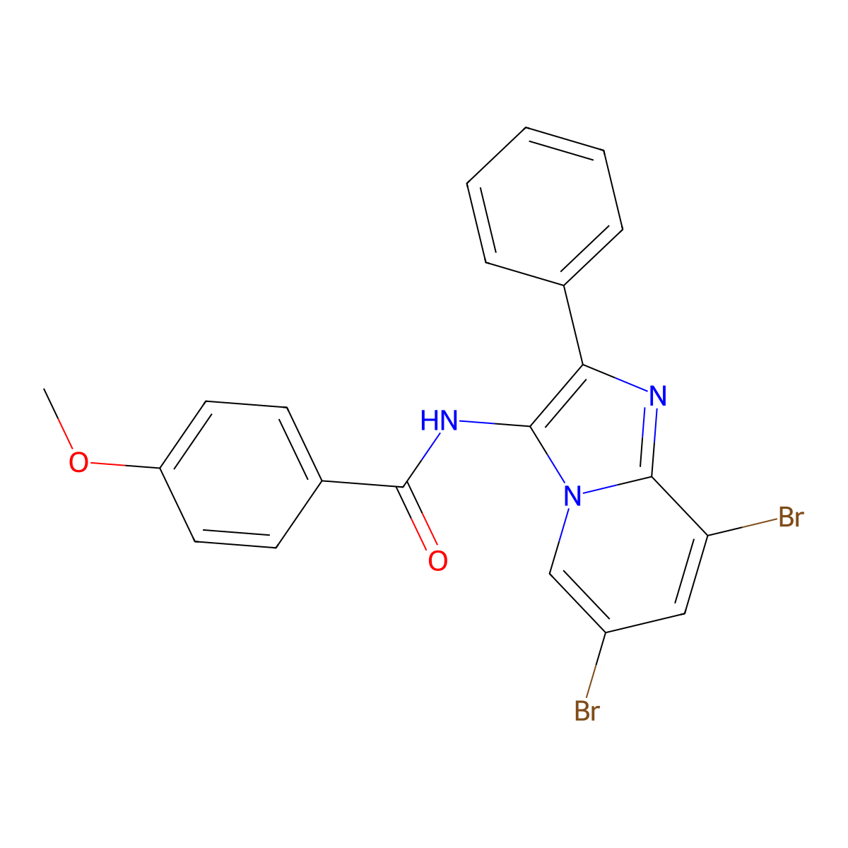 N-(6,8-dibromo-2-phenylimidazo[1,2-a]pyridin-3-yl)-4-methoxybenzamide molecular structure, CAS 372977-44-1