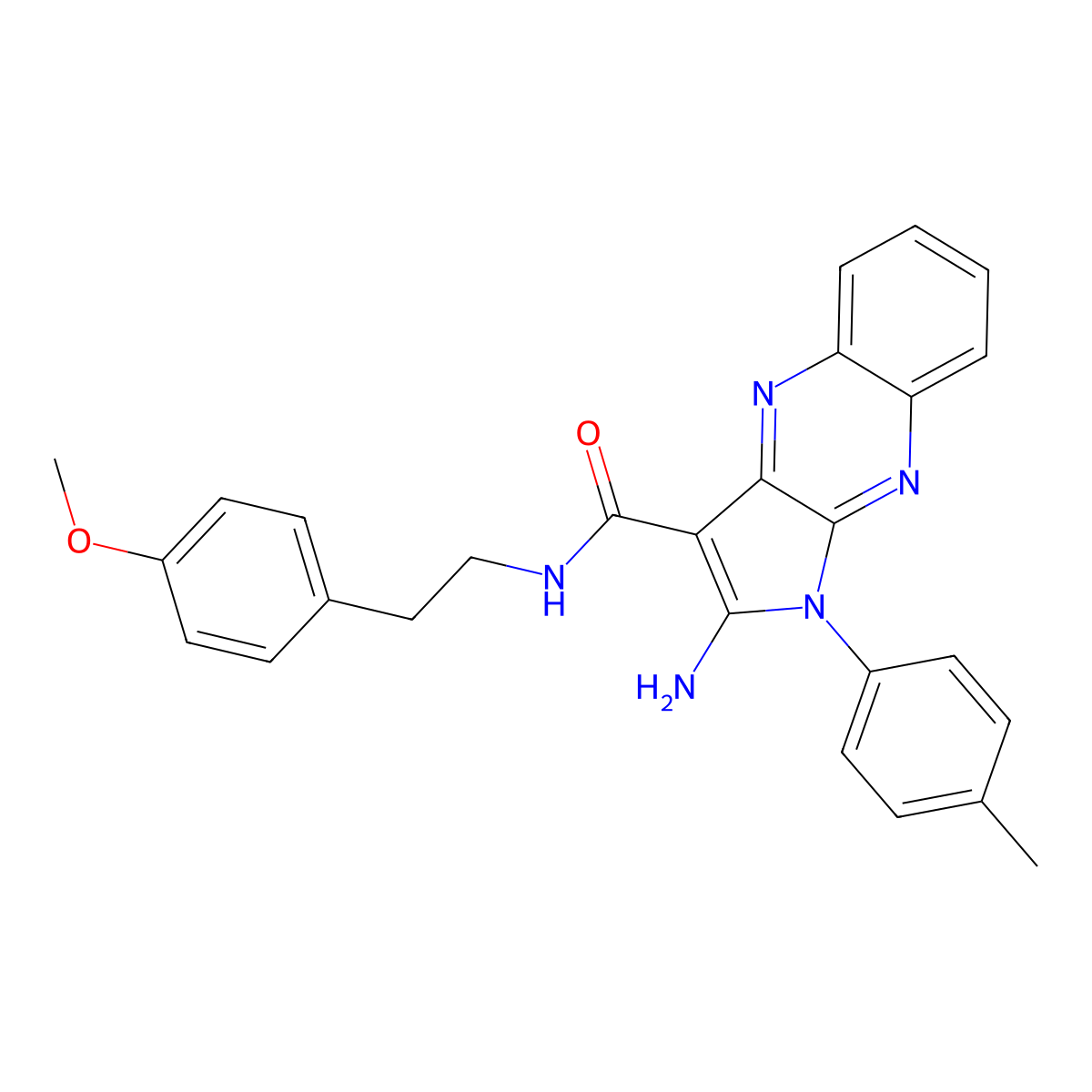 2-amino-N-[2-(4-methoxyphenyl)ethyl]-1-(4-methylphenyl)-1H-pyrrolo[2,3-b]quinoxaline-3-carboxamide molecular structure, CAS 372977-54-3