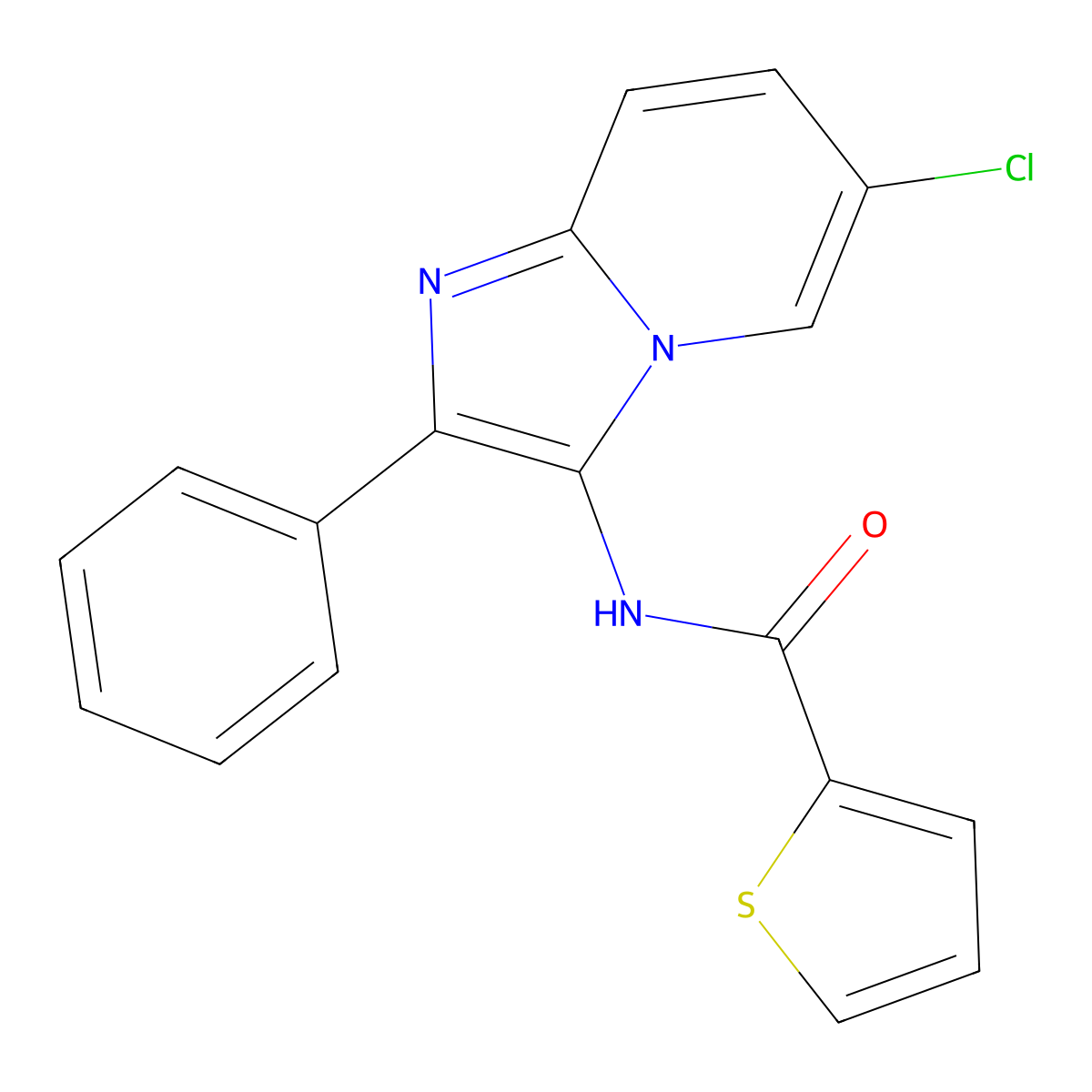 N-(6-chloro-2-phenylimidazo[1,2-a]pyridin-3-yl)thiophene-2-carboxamide molecular structure, CAS 372977-57-6