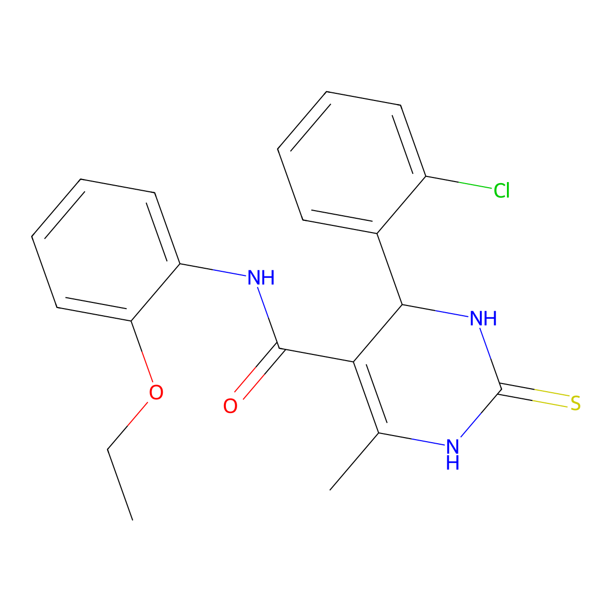 4-(2-chlorophenyl)-N-(2-ethoxyphenyl)-6-methyl-2-sulfanylidene-3,4-dihydro-1H-pyrimidine-5-carboxamide molecular structure, CAS 372978-38-6