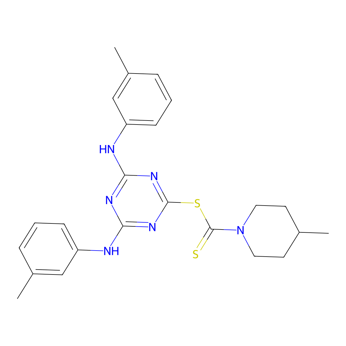 4,6-Bis[(3-methylphenyl)amino]-1,3,5-triazin-2-yl 4-methylpiperidine-1-carbodithioate molecular structure, CAS 372978-44-4