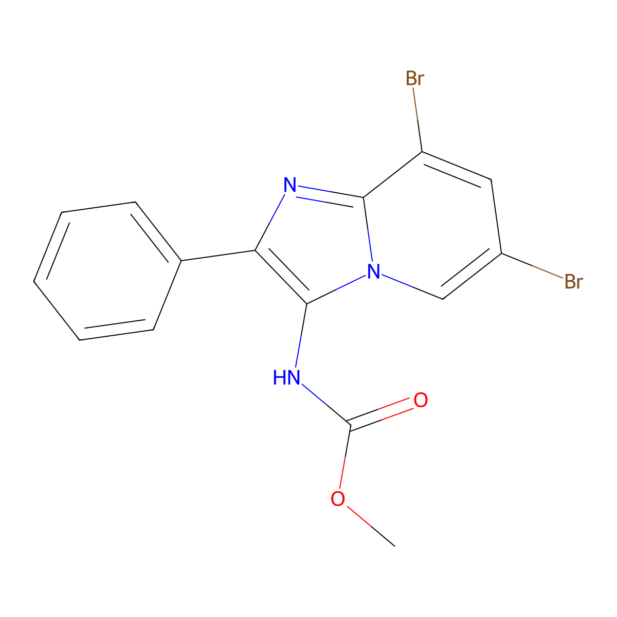 Methyl 6,8-dibromo-2-phenylimidazo[1,2-a]pyridin-3-ylcarbamate molecular structure, CAS 372978-46-6