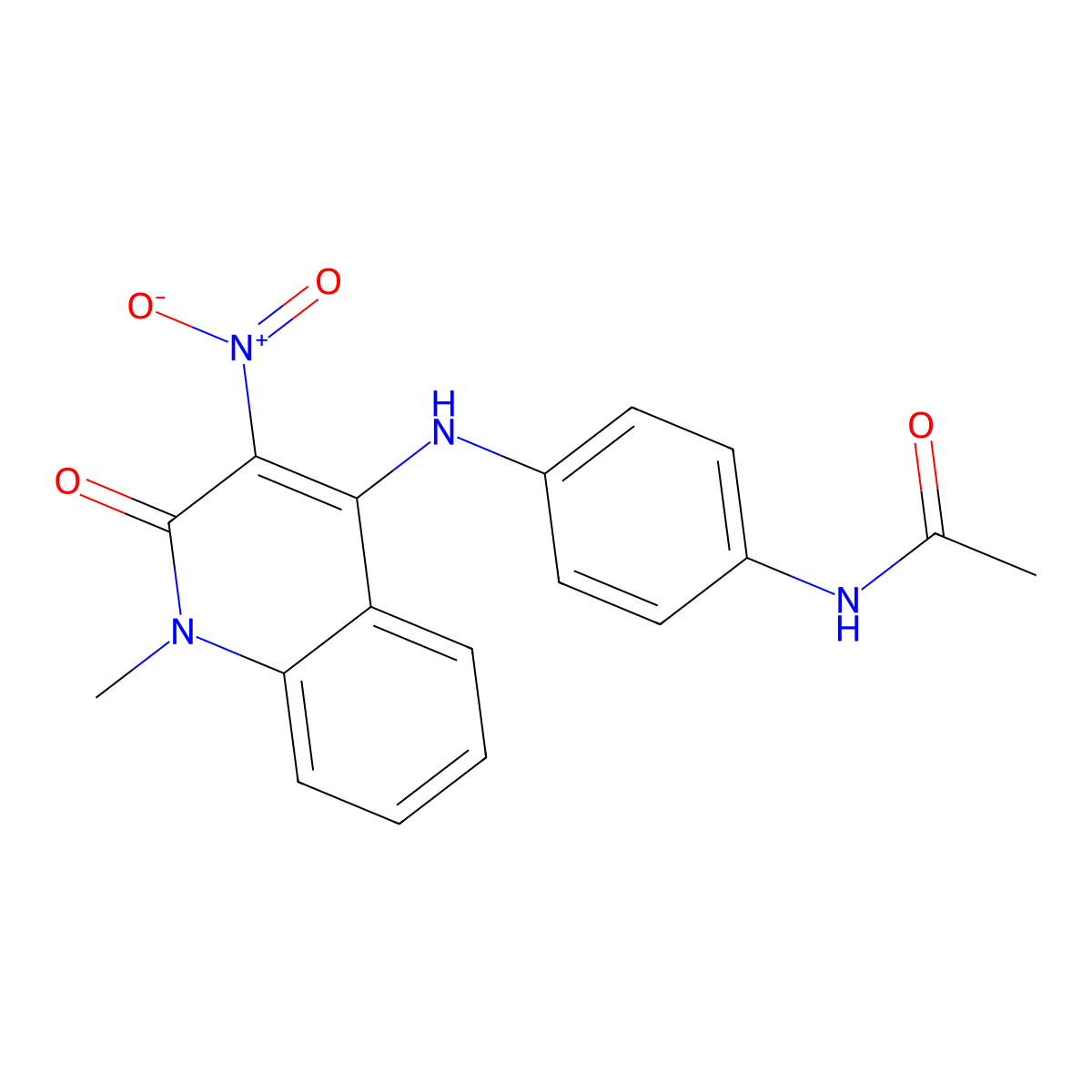 N-[4-[(1-methyl-3-nitro-2-oxoquinolin-4-yl)amino]phenyl]acetamide molecular structure, CAS 372978-50-2
