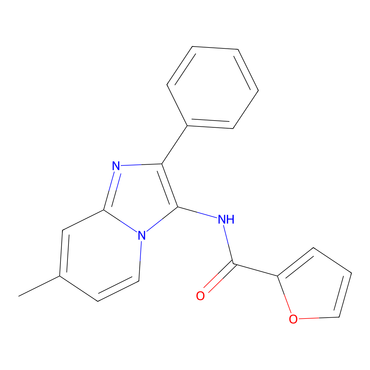 N-(7-methyl-2-phenylimidazo[1,2-a]pyridin-3-yl)furan-2-carboxamide molecular structure, CAS 372979-39-0