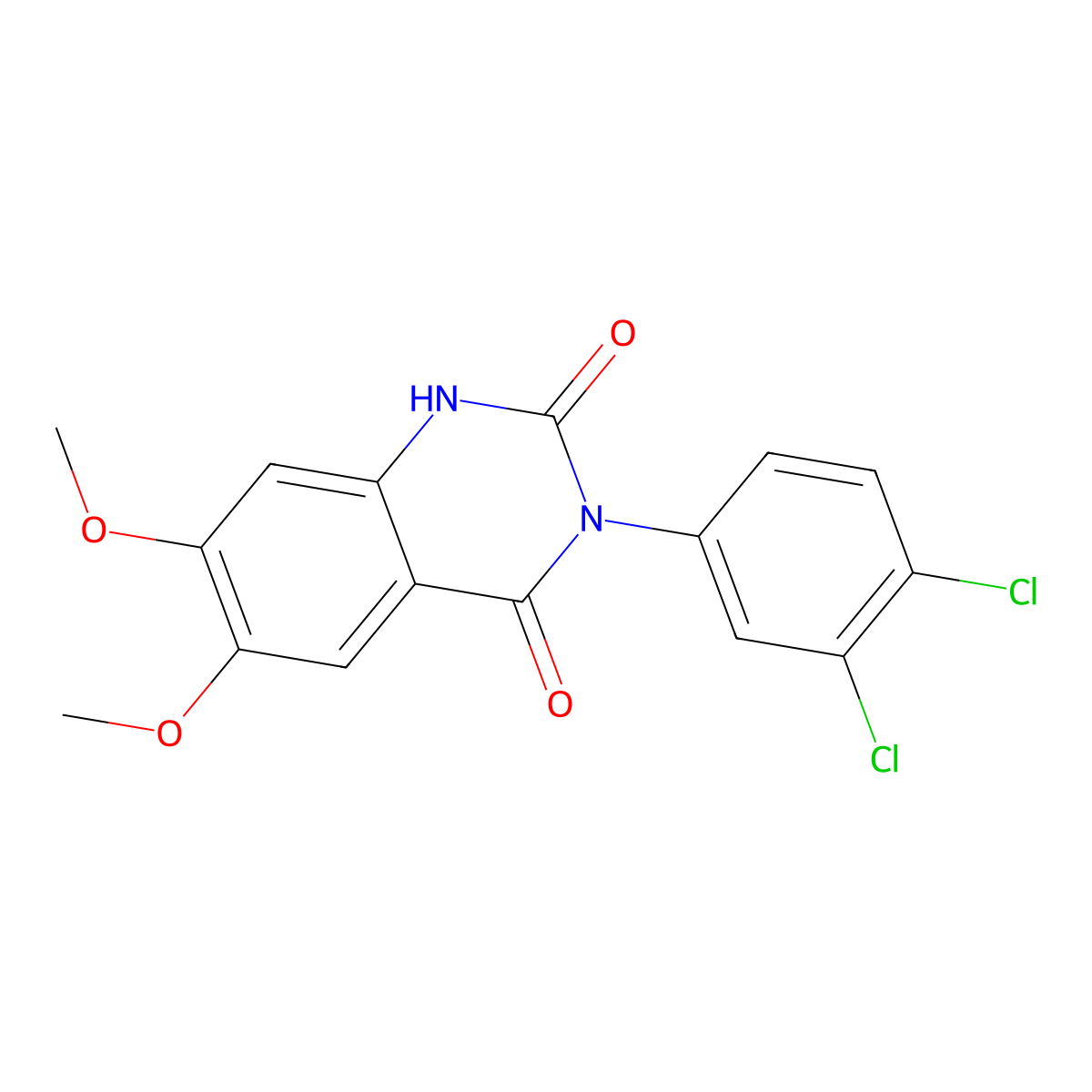 3-(3,4-dichlorophenyl)-6,7-dimethoxyquinazoline-2,4(1H,3H)-dione molecular structure, CAS 372980-06-8