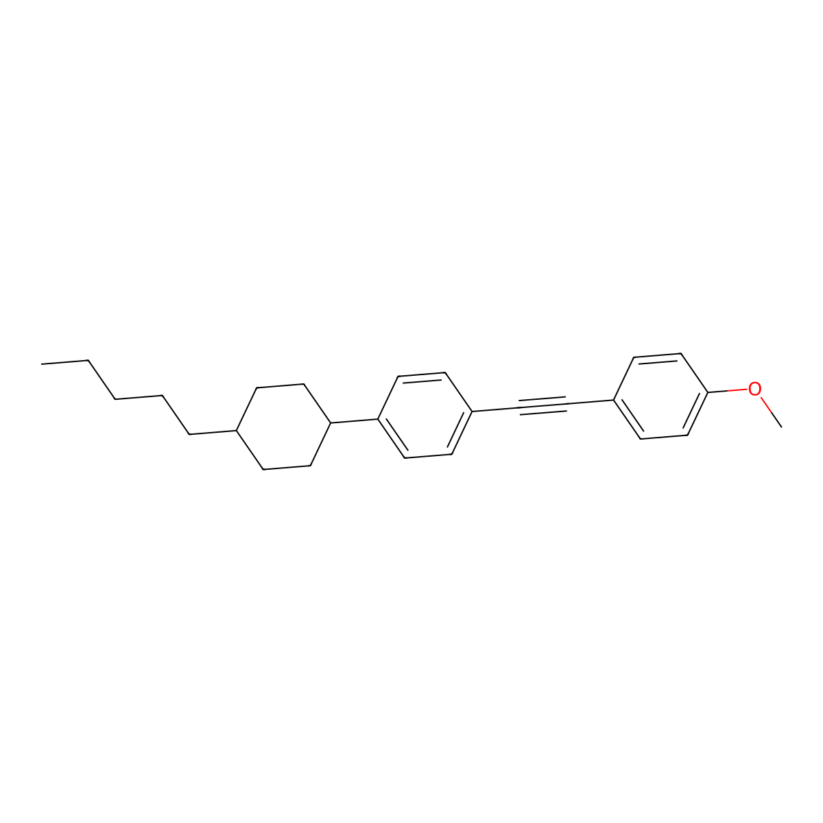 trans-1-(2-(4-Methoxyphenyl)ethynyl)-4-(4-pentylcyclohexyl)benzene molecular structure, CAS 372983-17-0