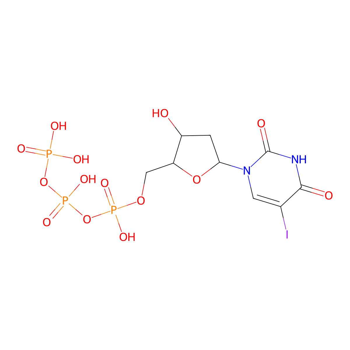 2'-Deoxy-5-iodouridine 5'-(tetrahydrogen triphosphate) molecular structure, CAS 3731-55-3