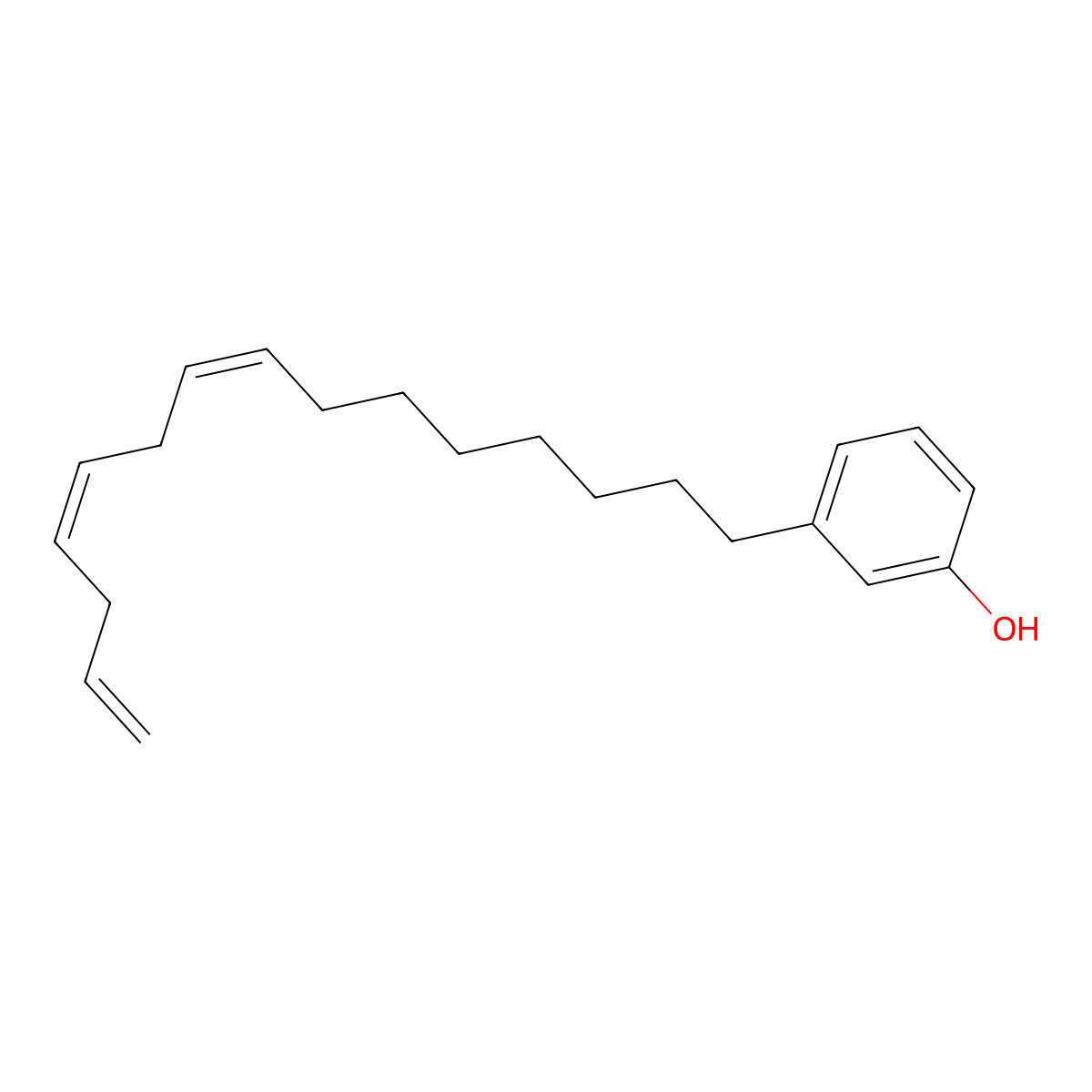 Cardanol molecular structure, CAS 37330-39-5