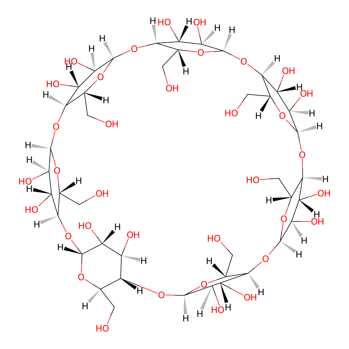 beta-Cyclodextrin molecular structure, CAS 37331-89-8