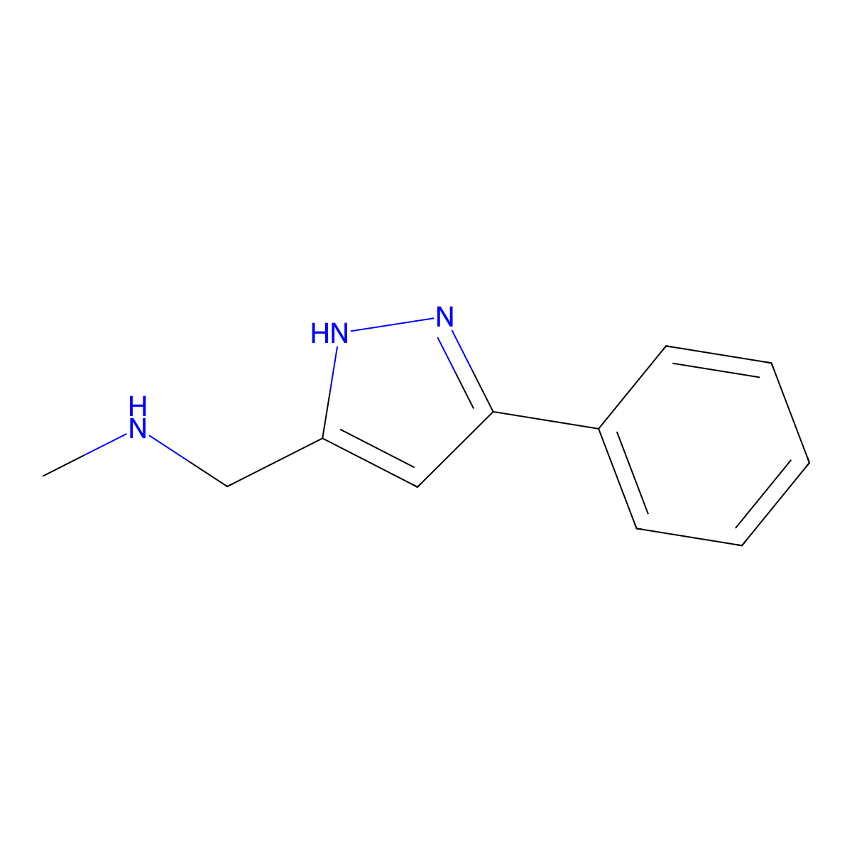 N-Methyl-5-phenyl-1H-pyrazole-3-methanamine molecular structure, CAS 373356-52-6