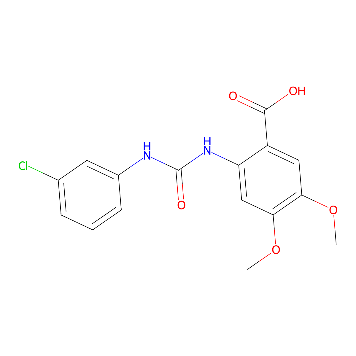 2-[(3-Chlorophenyl)carbamoylamino]-4,5-dimethoxybenzoic acid molecular structure, CAS 373367-84-1