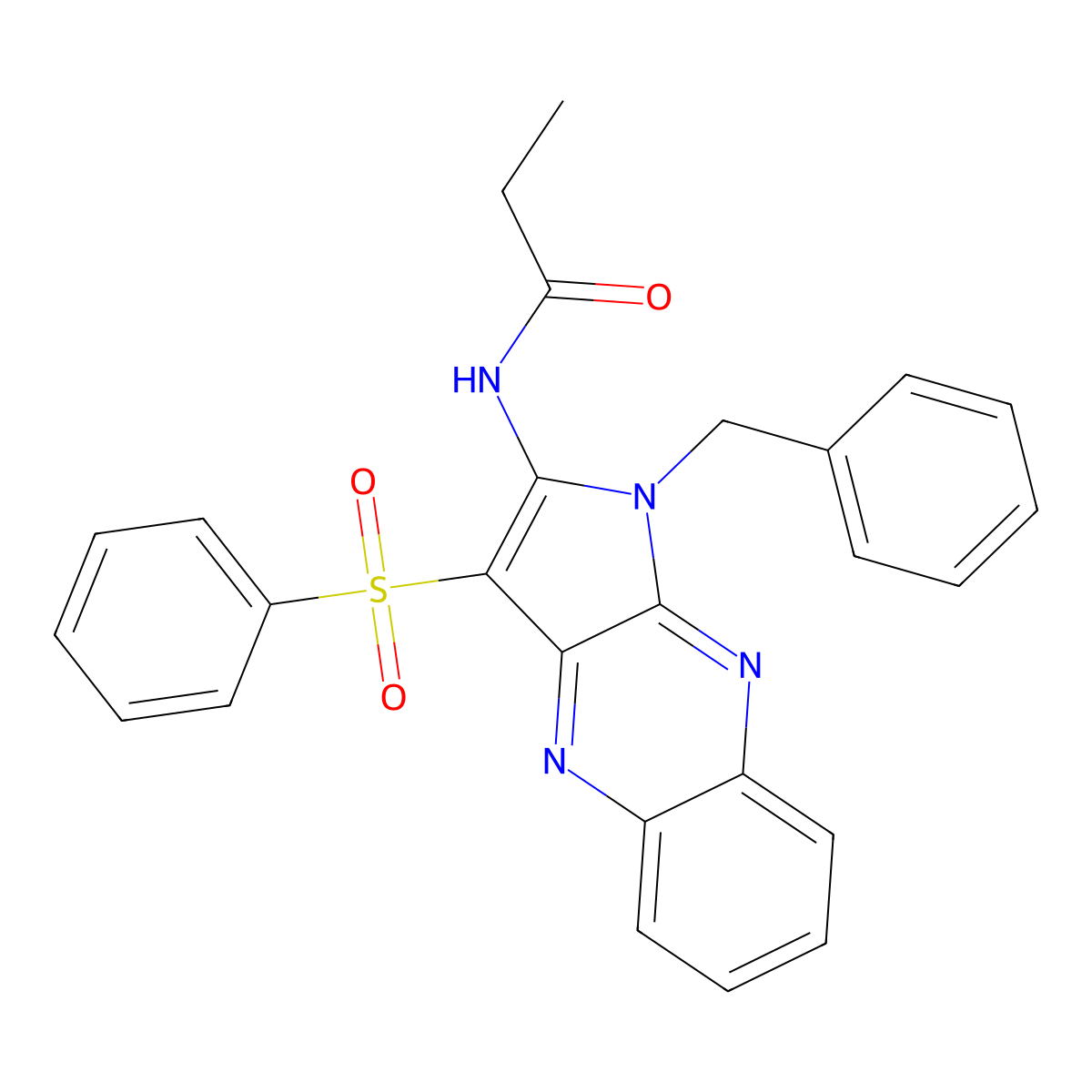 N-[3-(benzenesulfonyl)-1-benzylpyrrolo[3,2-b]quinoxalin-2-yl]propanamide molecular structure, CAS 373367-99-8