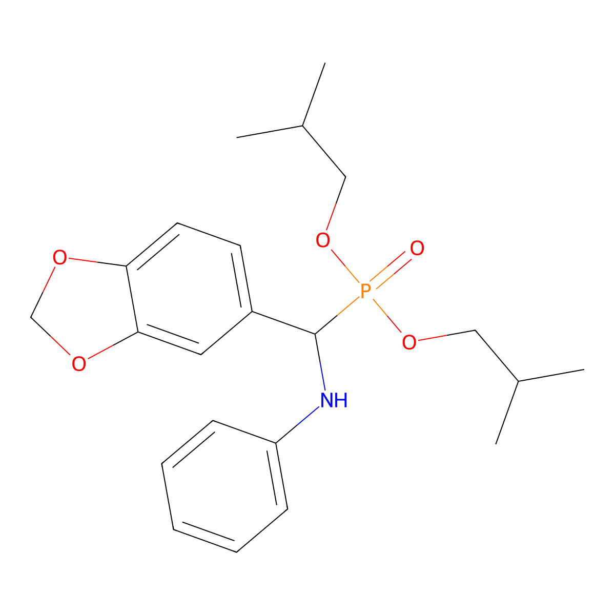 N-[1,3-benzodioxol-5-yl-[bis(2-methylpropoxy)phosphoryl]methyl]aniline molecular structure, CAS 373368-26-4