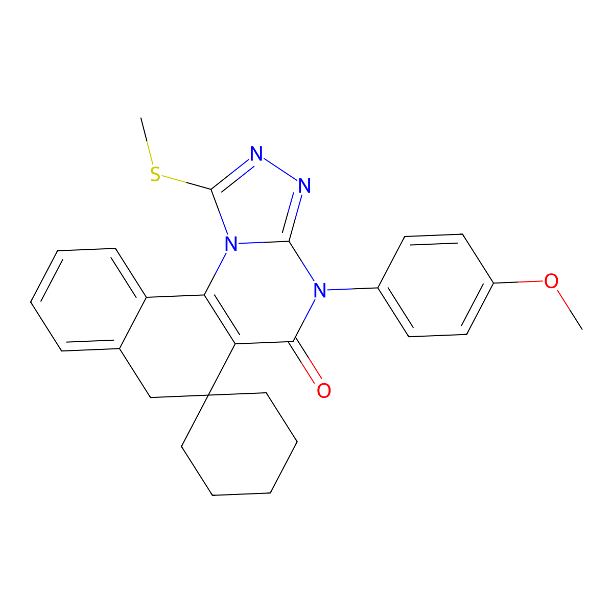 4-(4-methoxyphenyl)-1-(methylthio)-4H-spiro[benzo[h][1,2,4]triazolo[4,3-a]quinazoline-6,1'-cyclohexan]-5(7H)-one molecular structure, CAS 373369-48-3