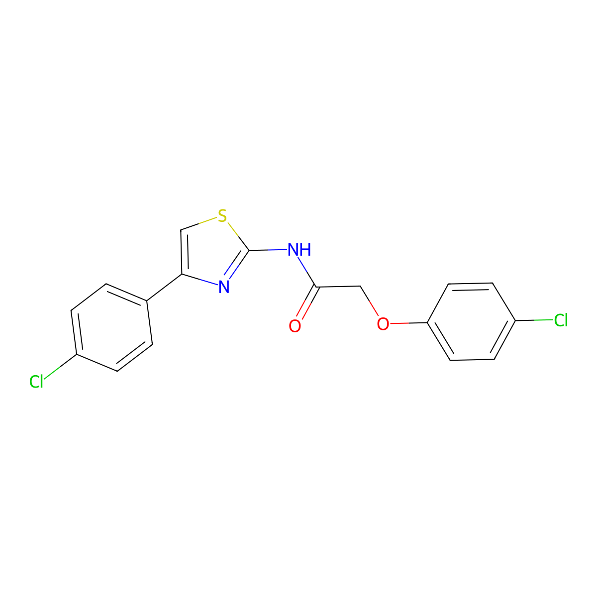 2-(4-chlorophenoxy)-N-[4-(4-chlorophenyl)-1,3-thiazol-2-yl]acetamide molecular structure, CAS 373369-60-9