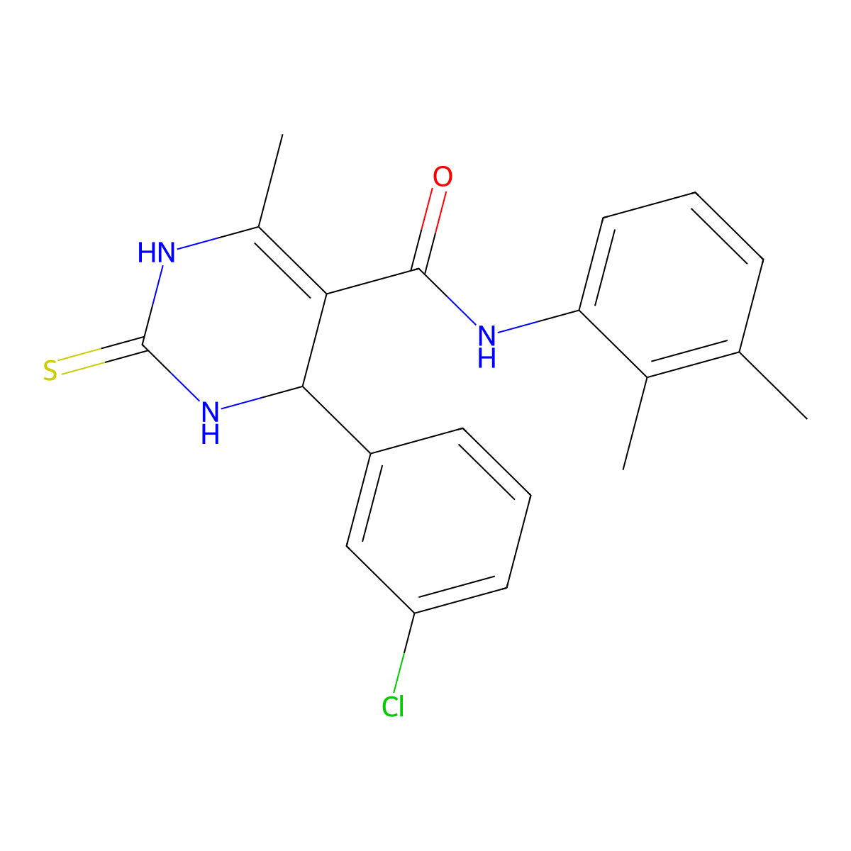4-(3-chlorophenyl)-N-(2,3-dimethylphenyl)-6-methyl-2-thioxo-1,2,3,4-tetrahydropyrimidine-5-carboxamide molecular structure, CAS 373370-53-7