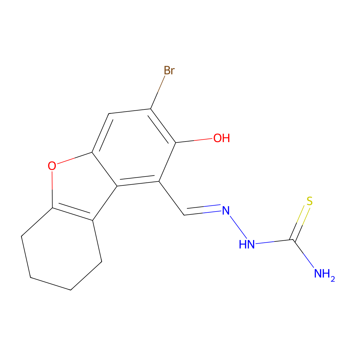 [(3-Bromo-2-oxo-6,7,8,9-tetrahydrodibenzofuran-1-ylidene)methylamino]thiourea molecular structure, CAS 373370-73-1