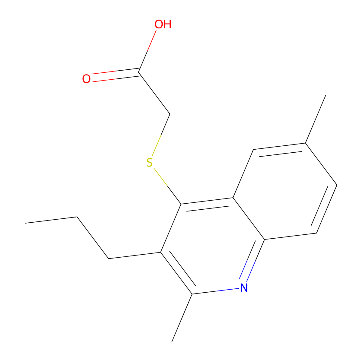 2-(2,6-Dimethyl-3-propylquinolin-4-yl)sulfanylacetic acid molecular structure, CAS 373371-32-5