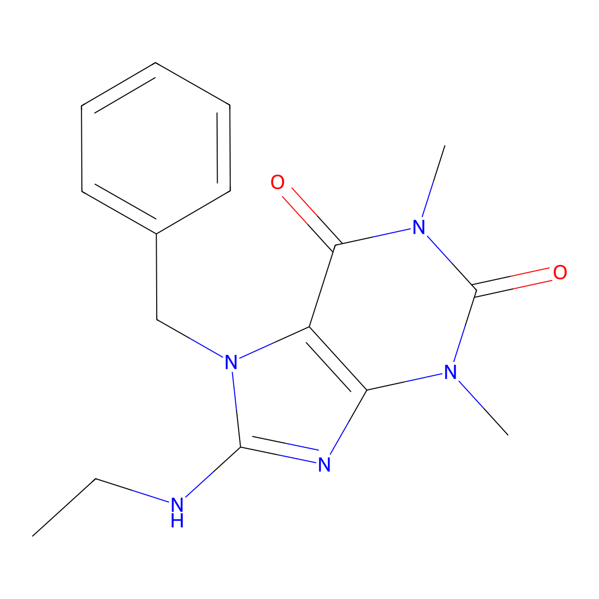 7-benzyl-8-(ethylamino)-1,3-dimethyl-3,7-dihydro-1H-purine-2,6-dione molecular structure, CAS 373372-32-8