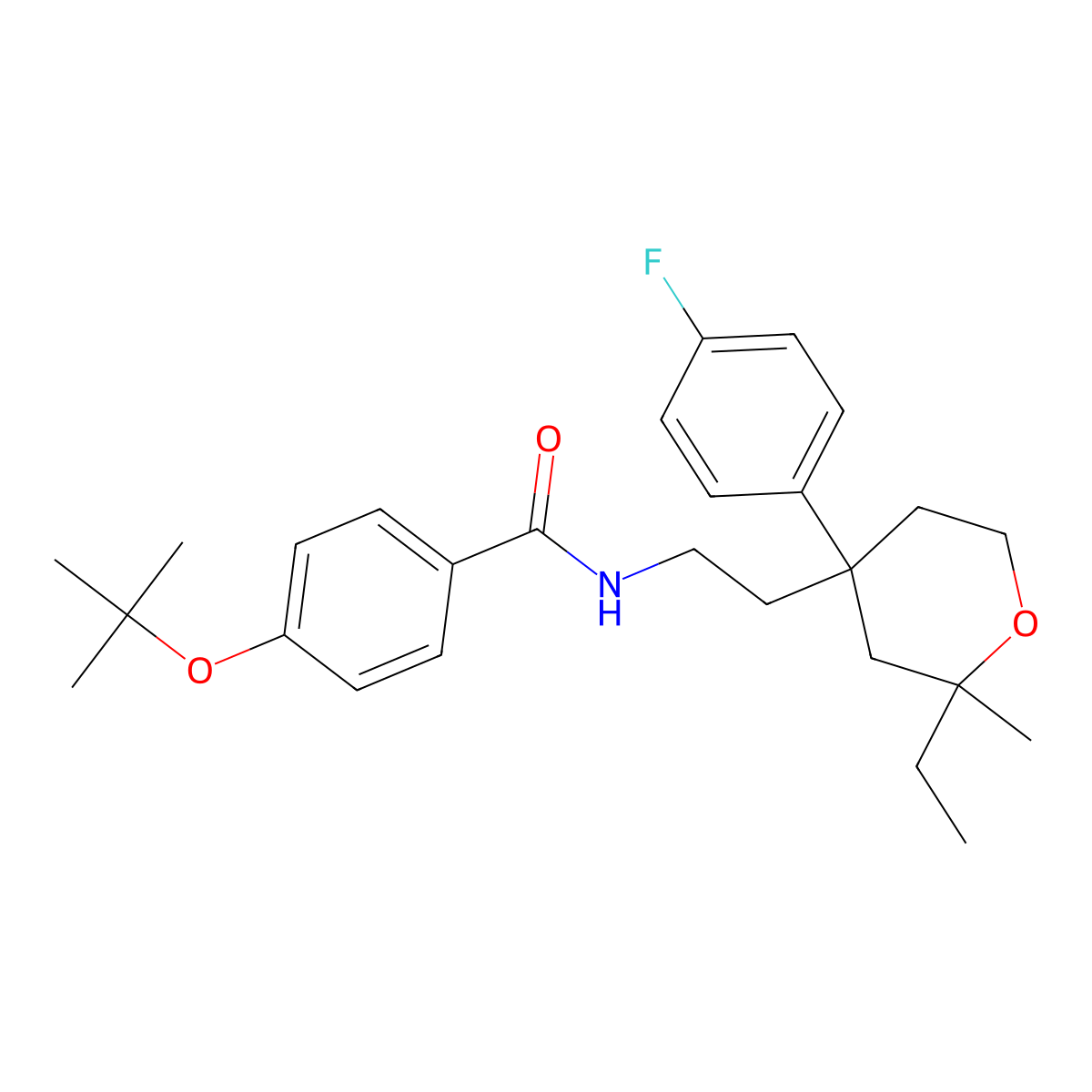 4-tert-butoxy-N-{2-[2-ethyl-4-(4-fluorophenyl)-2-methyltetrahydro-2H-pyran-4-yl]ethyl}benzamide molecular structure, CAS 373372-65-7