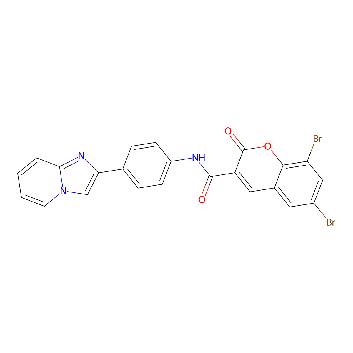 6,8-dibromo-N-(4-imidazo[1,2-a]pyridin-2-ylphenyl)-2-oxochromene-3-carboxamide molecular structure, CAS 373372-82-8