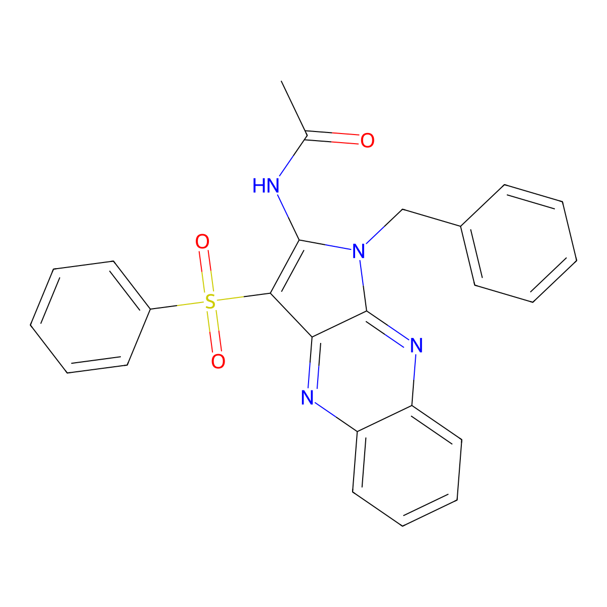N-[1-benzyl-3-(phenylsulfonyl)-1H-pyrrolo[2,3-b]quinoxalin-2-yl]acetamide molecular structure, CAS 373372-95-3