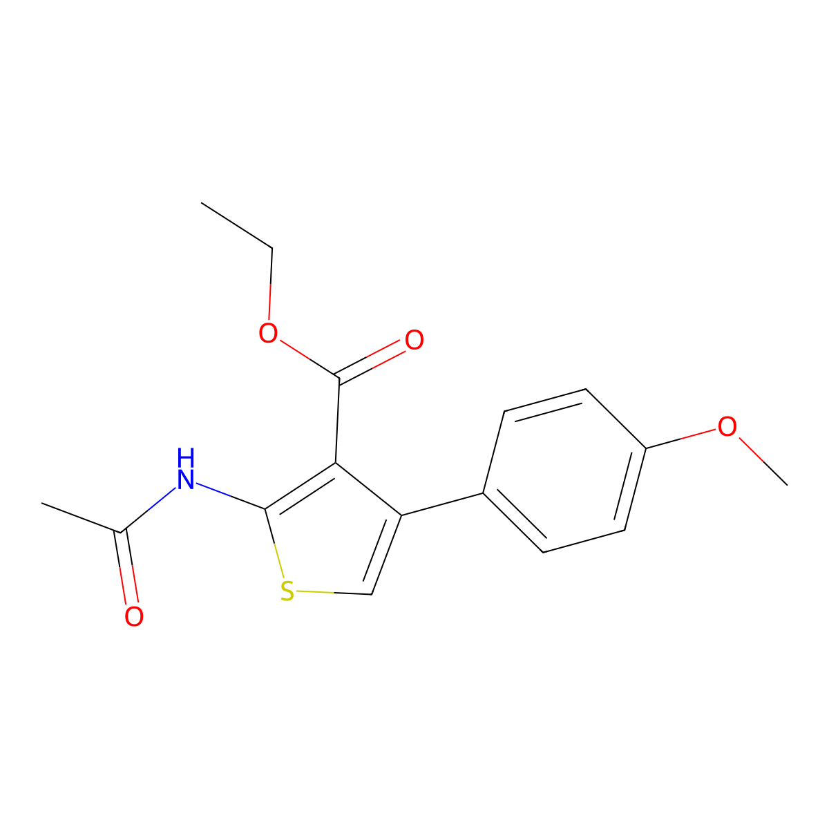 Ethyl 2-acetamido-4-(4-methoxyphenyl)thiophene-3-carboxylate molecular structure, CAS 373373-23-0
