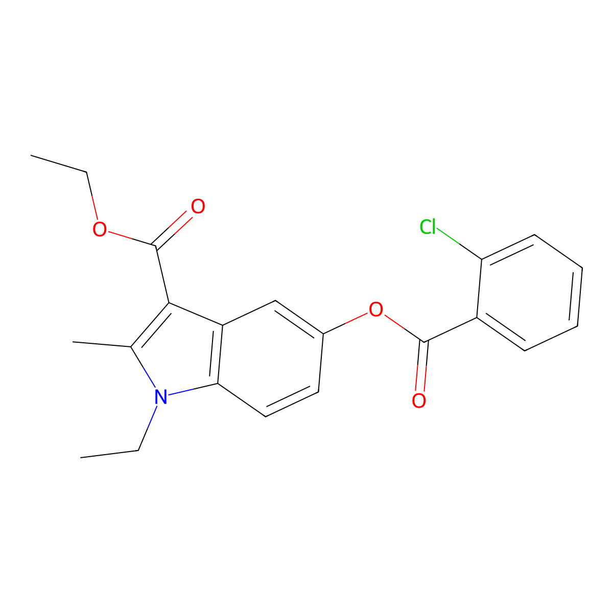 ethyl 5-((2-chlorobenzoyl)oxy)-1-ethyl-2-methyl-1H-indole-3-carboxylate molecular structure, CAS 373373-52-5