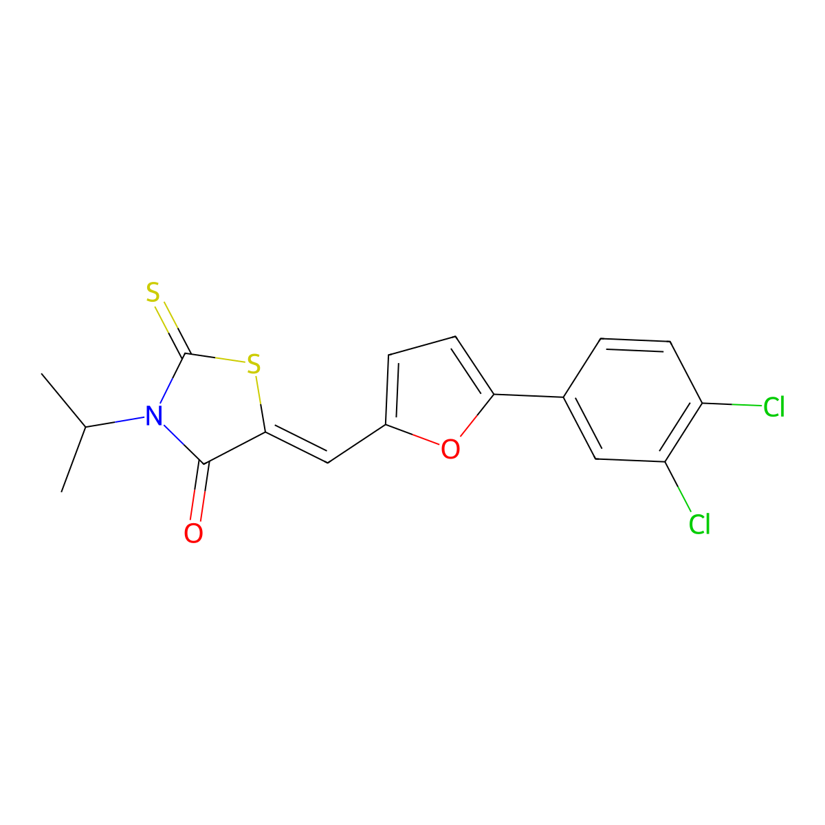 5-[[5-(3,4-Dichlorophenyl)-2-furanyl]methylene]-3-(1-methylethyl)-2-thioxo-4-thiazolidinone molecular structure, CAS 373373-61-6