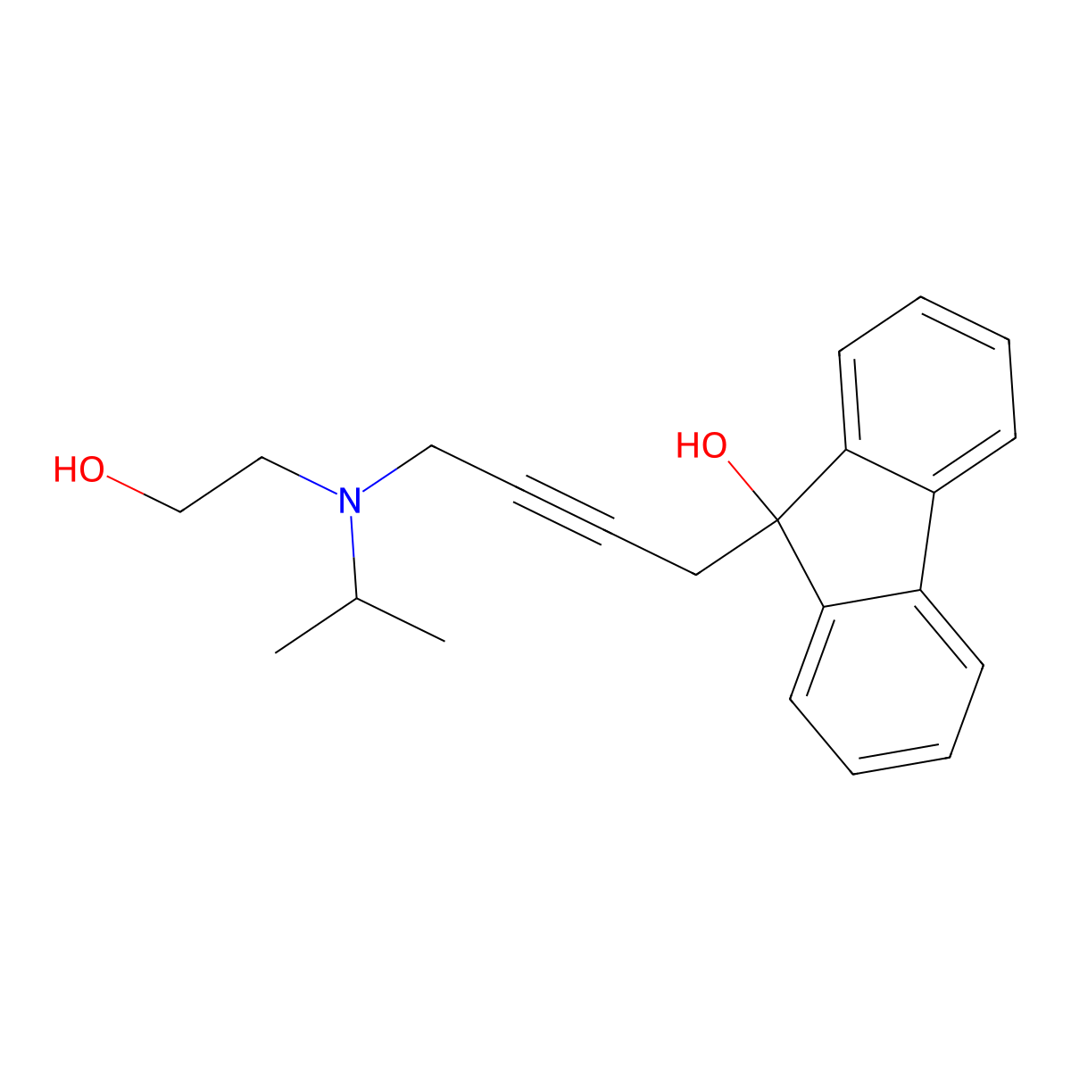 9-[4-[2-Hydroxyethyl(propan-2-yl)amino]but-2-ynyl]fluoren-9-ol molecular structure, CAS 373374-20-0