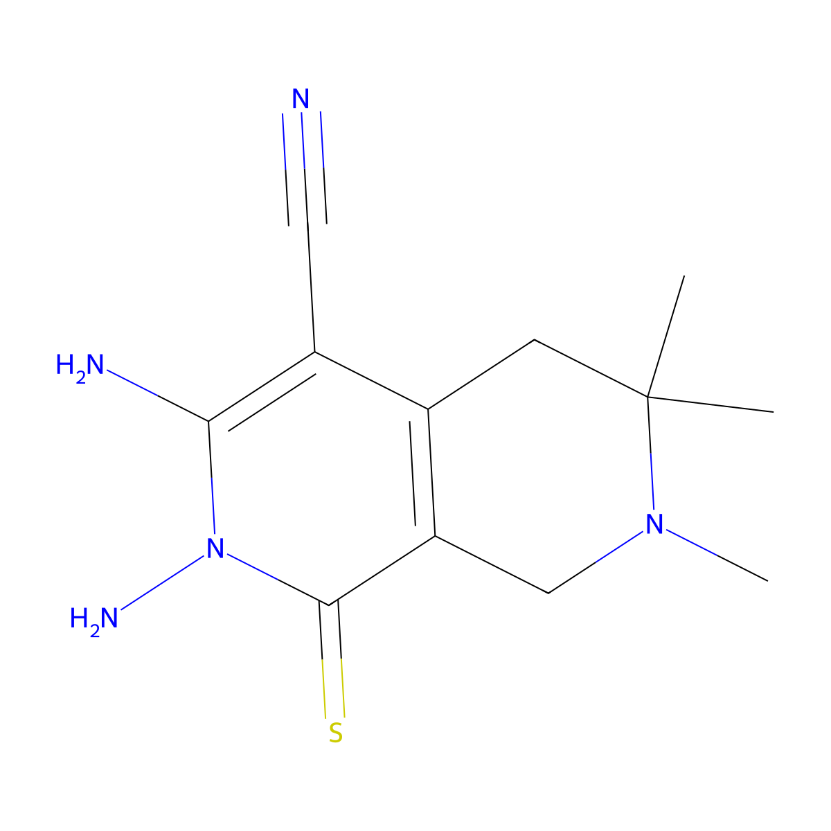 2,3-Diamino-6,6,7-trimethyl-1-sulfanylidene-5,8-dihydro-2,7-naphthyridine-4-carbonitrile molecular structure, CAS 373375-36-1