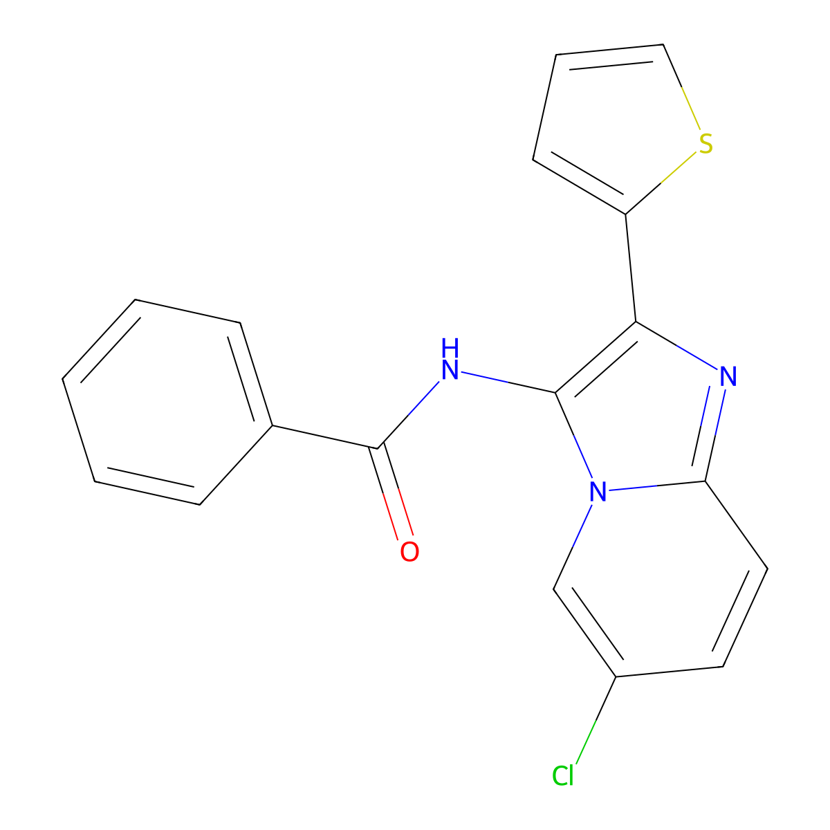 N-[6-chloro-2-(thiophen-2-yl)imidazo[1,2-a]pyridin-3-yl]benzamide molecular structure, CAS 373375-96-3