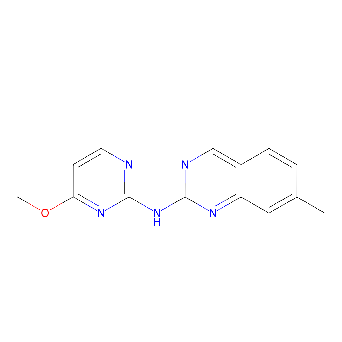 N-(4-methoxy-6-methylpyrimidin-2-yl)-4,7-dimethylquinazolin-2-amine molecular structure, CAS 373376-32-0