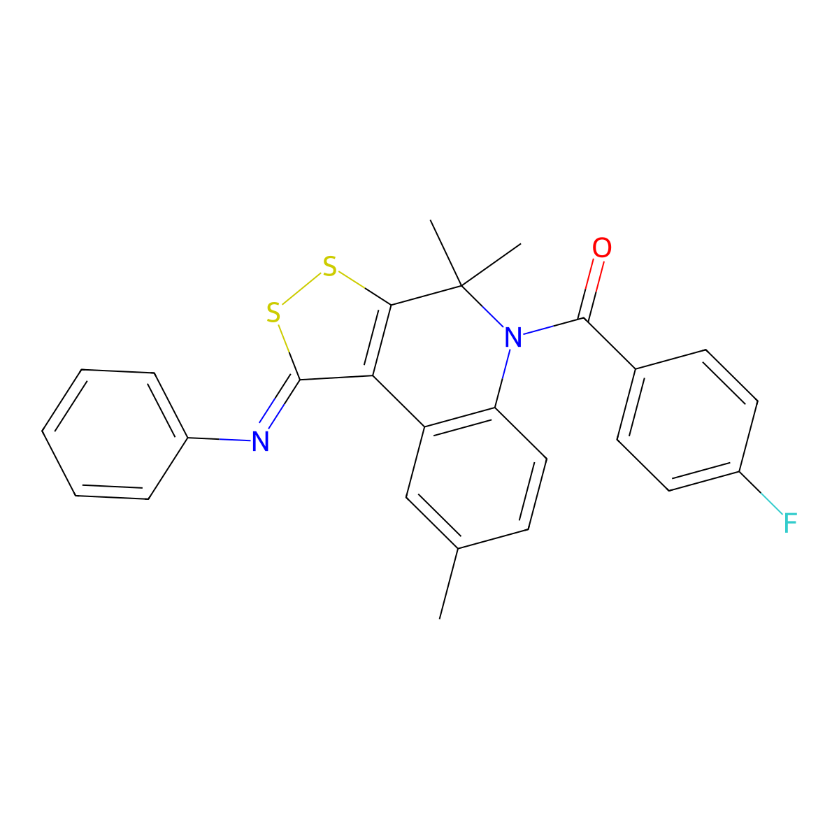 (4-fluorophenyl)[(1Z)-4,4,8-trimethyl-1-(phenylimino)-1,4-dihydro-5H-[1,2]dithiolo[3,4-c]quinolin-5-yl]methanone molecular structure, CAS 373376-70-6