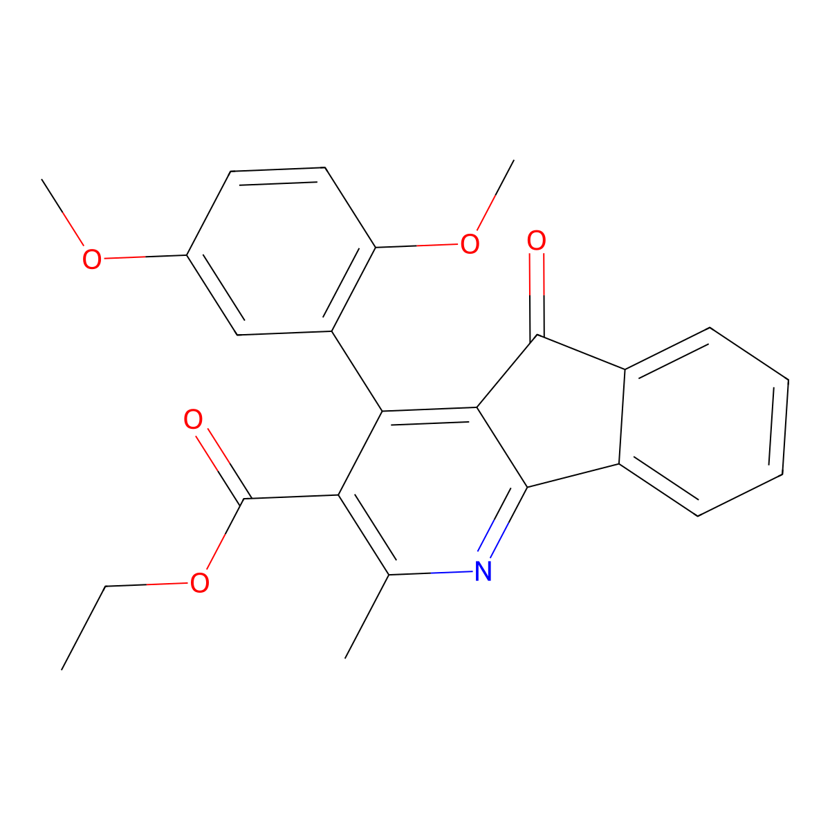 4-(2,5-Dimethoxy-phenyl)-2-methyl-5-oxo-5H-indeno[1,2-b]pyridine-3-carboxylic acid ethyl ester molecular structure, CAS 373376-73-9