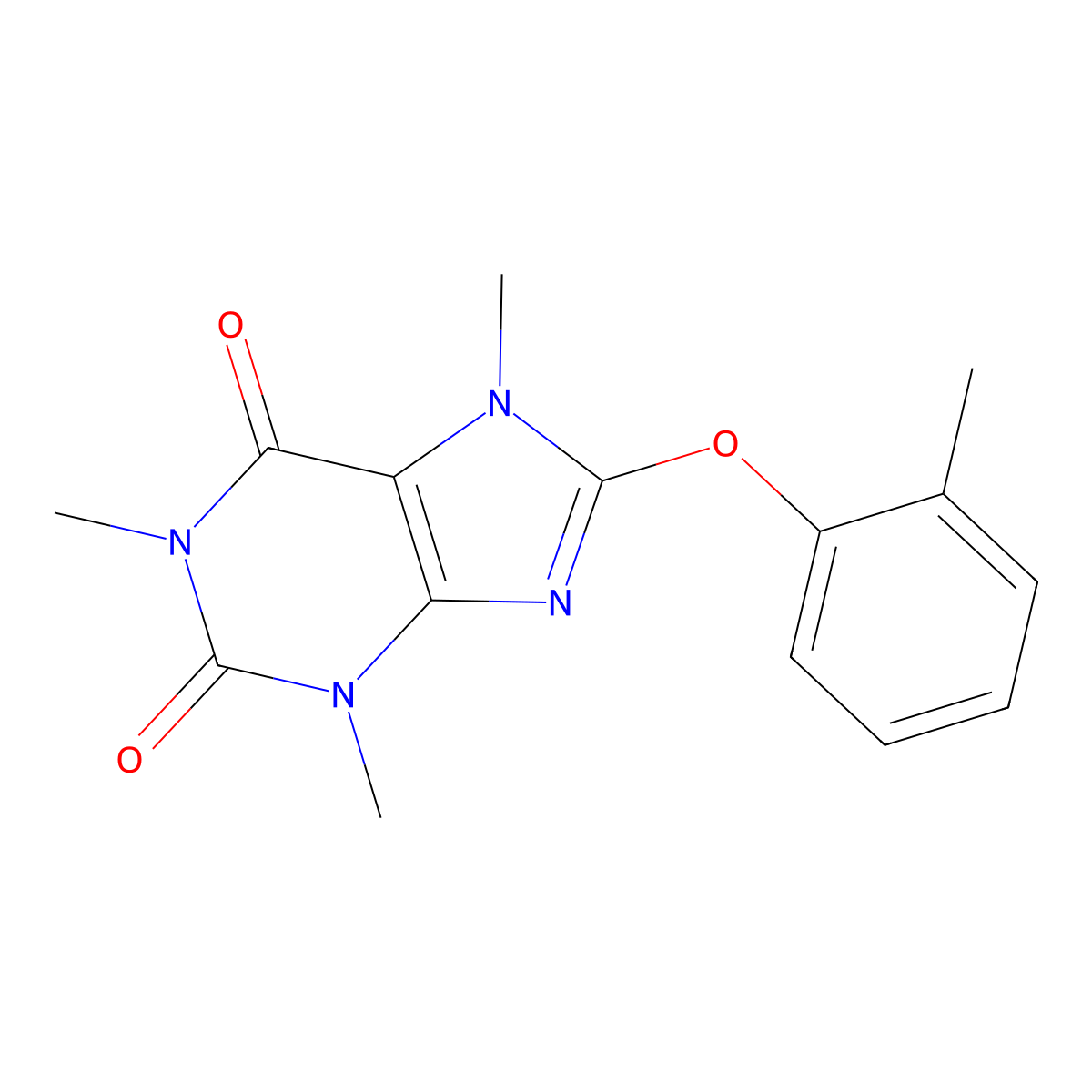 1,3,7-Trimethyl-8-(2-methylphenoxy)purine-2,6-dione molecular structure, CAS 373377-10-7
