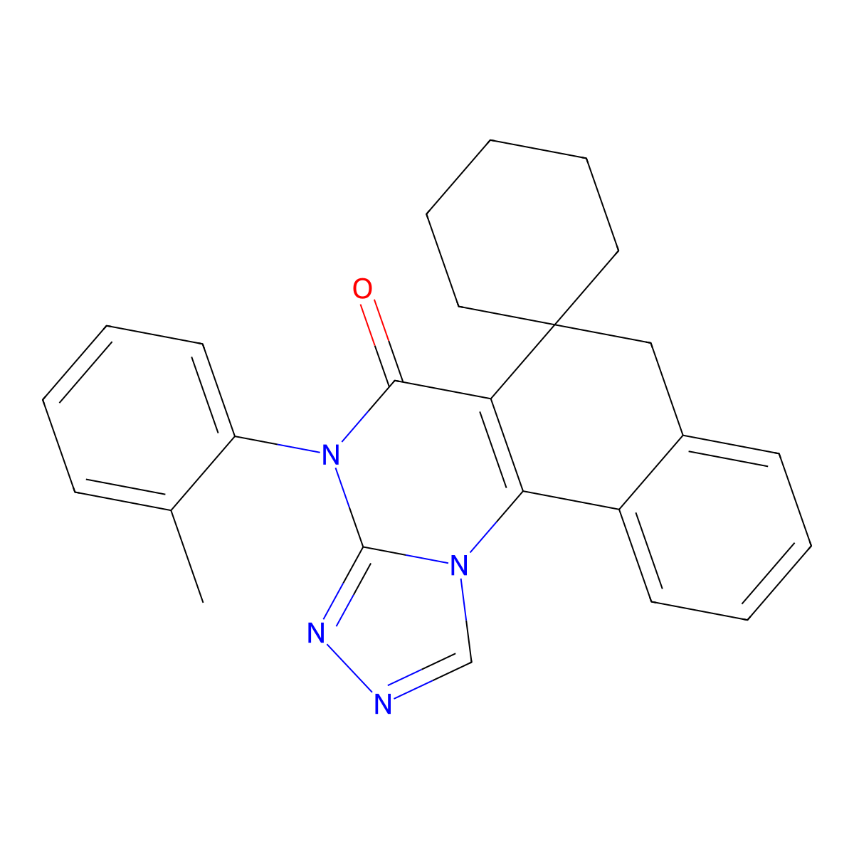 4-(2-methylphenyl)-4H-spiro[benzo[h][1,2,4]triazolo[4,3-a]quinazoline-6,1'-cyclohexan]-5(7H)-one molecular structure, CAS 373377-19-6