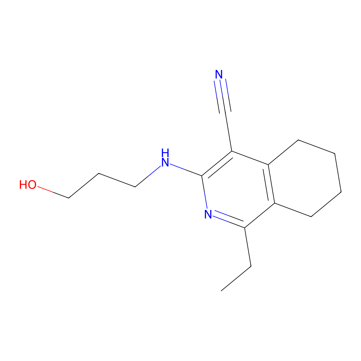 1-Ethyl-3-(3-hydroxypropylamino)-5,6,7,8-tetrahydroisoquinoline-4-carbonitrile molecular structure, CAS 373377-33-4