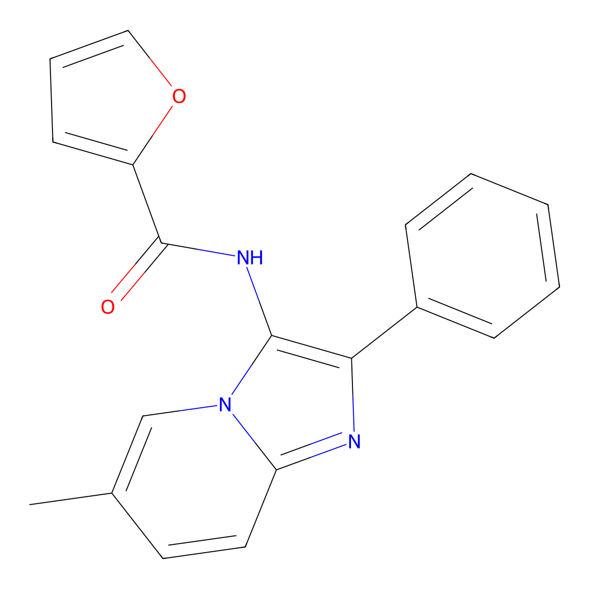 N-(6-methyl-2-phenylimidazo[1,2-a]pyridin-3-yl)furan-2-carboxamide molecular structure, CAS 373377-34-5