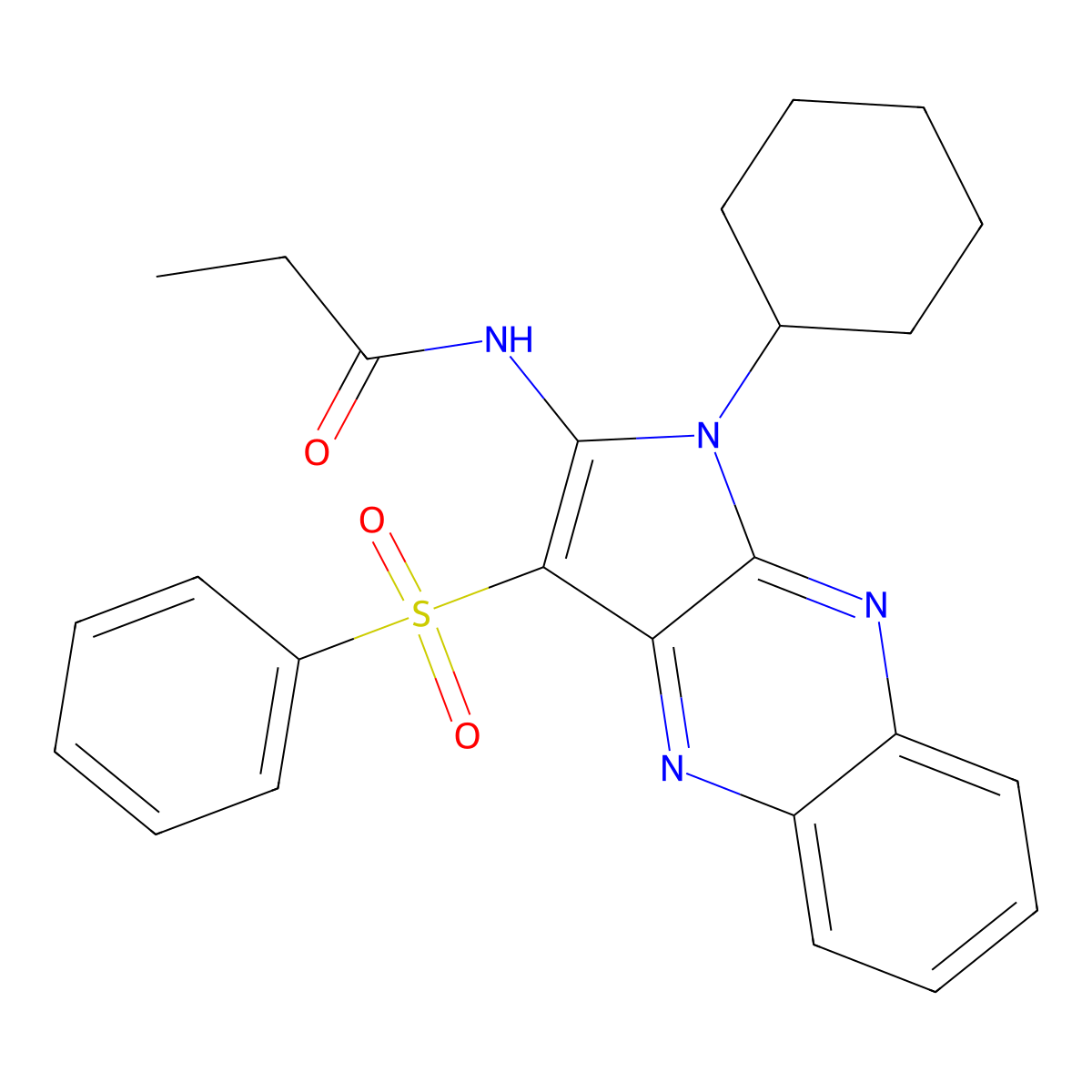N-[3-(benzenesulfonyl)-1-cyclohexylpyrrolo[3,2-b]quinoxalin-2-yl]propanamide molecular structure, CAS 373377-98-1
