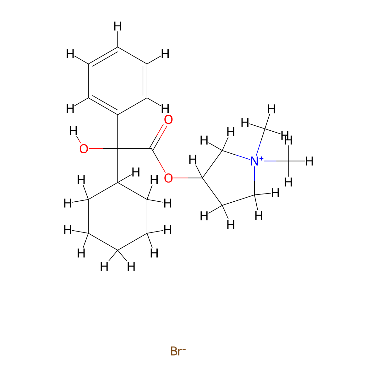Hexopyrronium Bromide molecular structure, CAS 3734-12-1