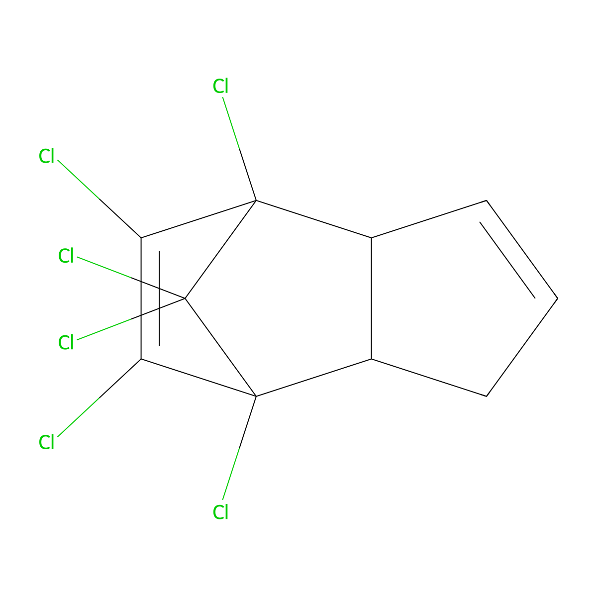 Chlordene molecular structure, CAS 3734-48-3
