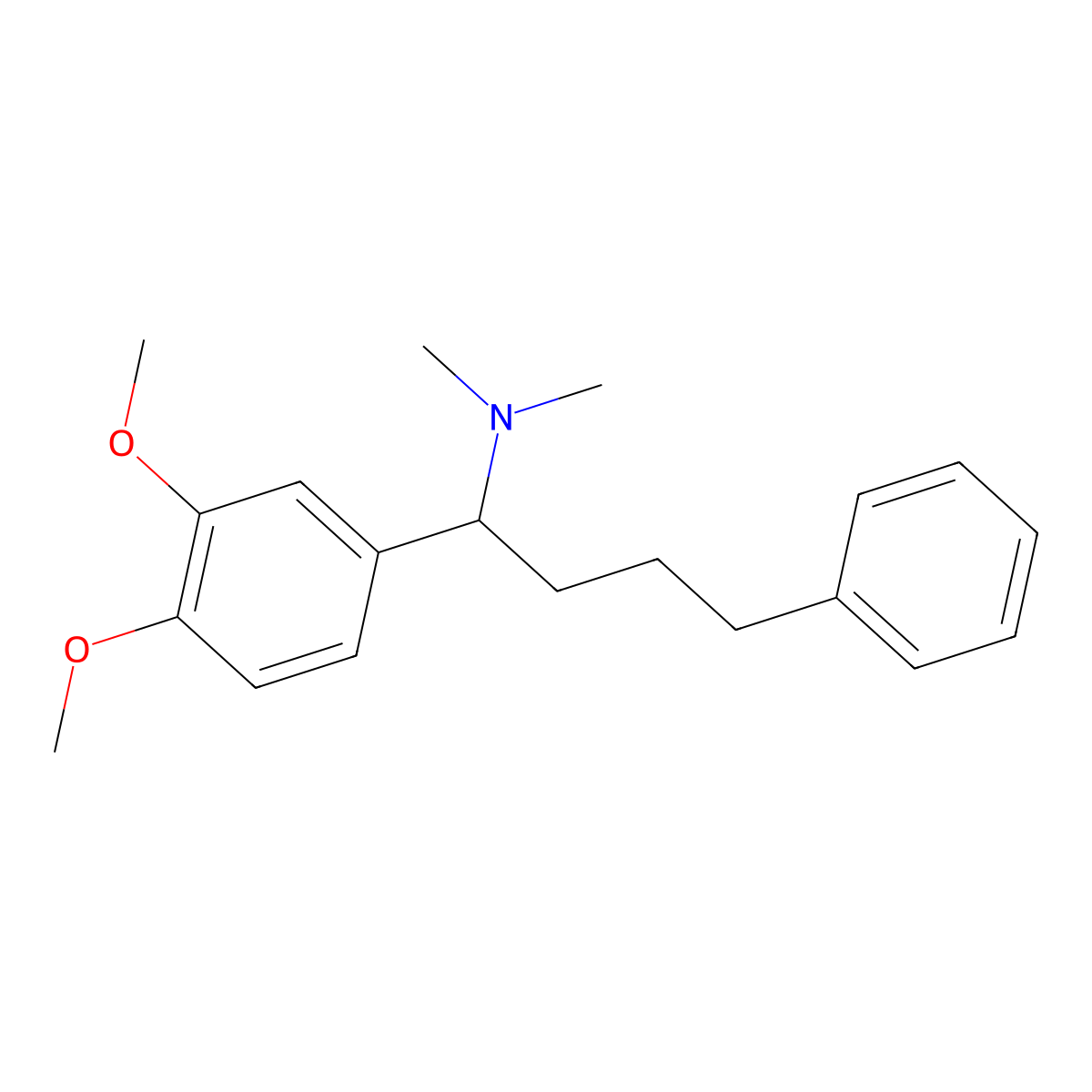 alpha-(3,4-Dimethoxyphenyl)-N,N-dimethylbenzenebutanamine molecular structure, CAS 3735-45-3
