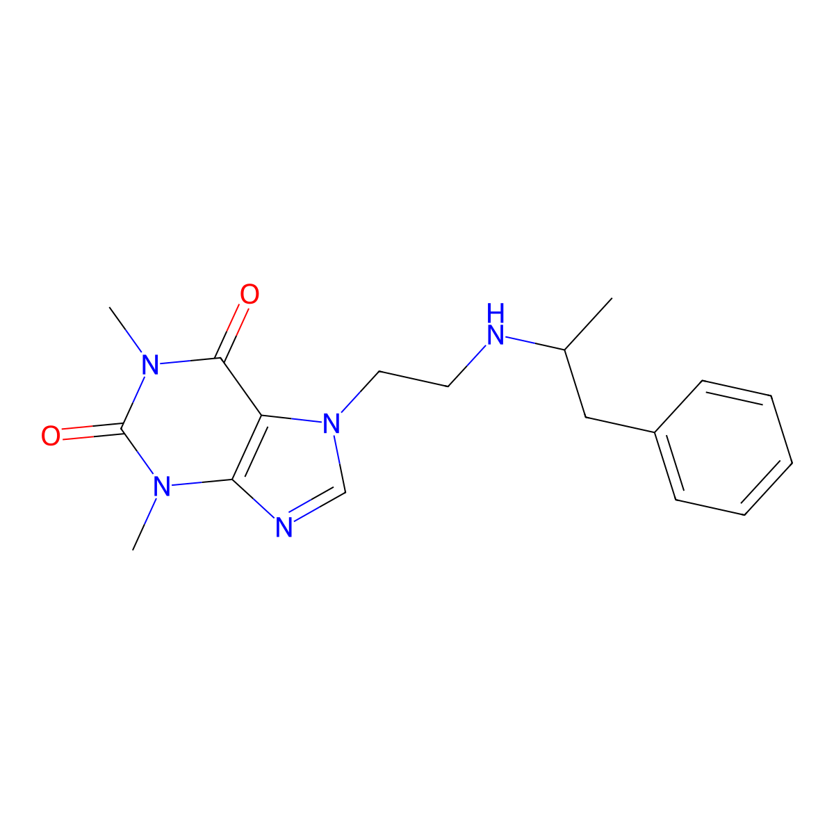Fenethylline molecular structure, CAS 3736-08-1