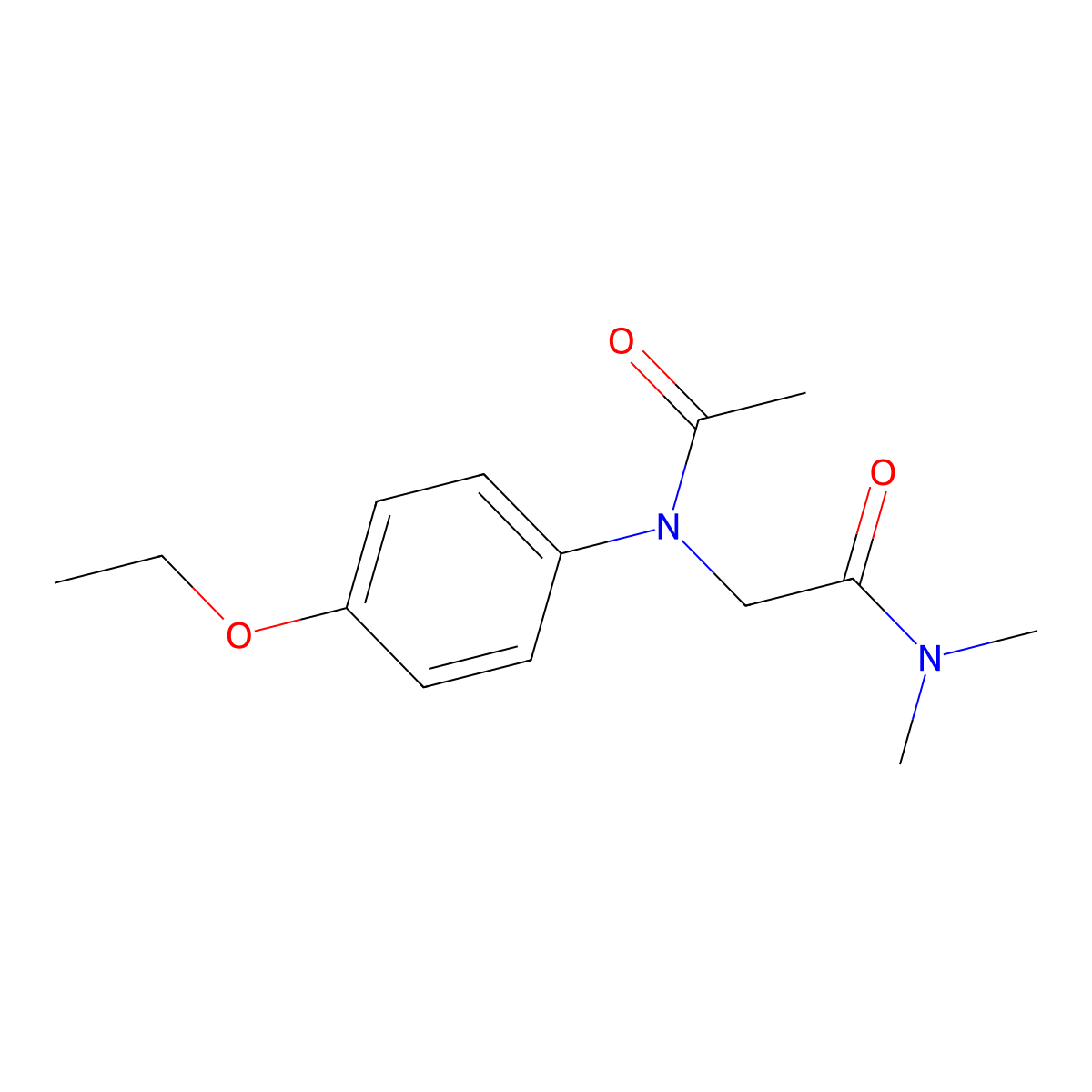 Acetamide, 2-(acetyl-(4-ethoxyphenyl)amino)-N,N-dimethyl- molecular structure, CAS 3736-41-2