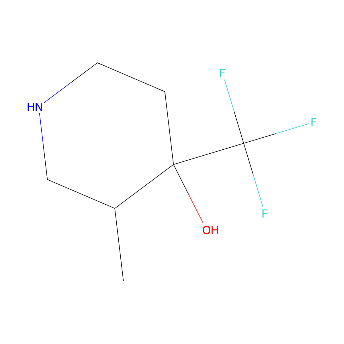 4-Hydroxy-3-methyl-4-trifluoromethyl-piperidine molecular structure, CAS 373604-31-0