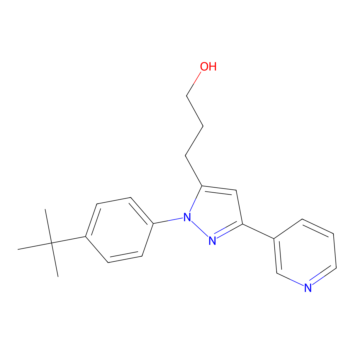 3-[1-[4-(tert-Butyl)phenyl]-3-(pyridin-3-yl)-1H-pyrazol-5-yl]-1-propanol molecular structure, CAS 373608-26-5