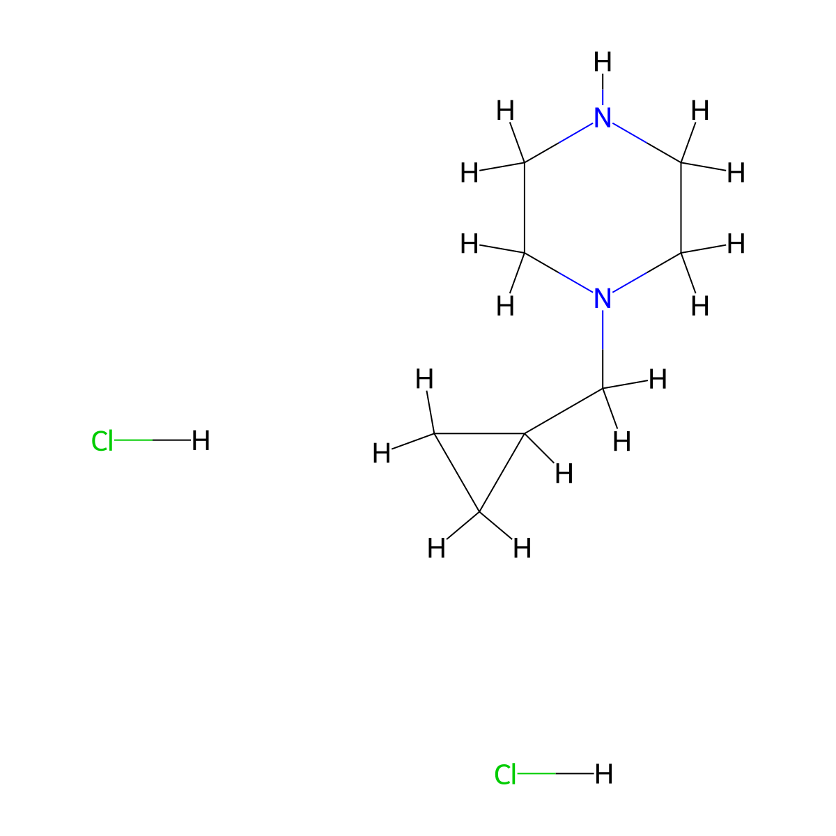 1-(Cyclopropylmethyl)piperazine--hydrogen chloride (1/2) molecular structure, CAS 373608-42-5