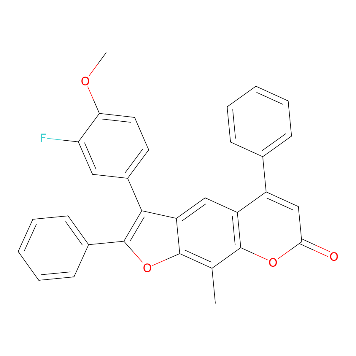 3-(3-fluoro-4-methoxyphenyl)-9-methyl-2,5-diphenyl-7H-furo[3,2-g]chromen-7-one molecular structure, CAS 373610-87-8
