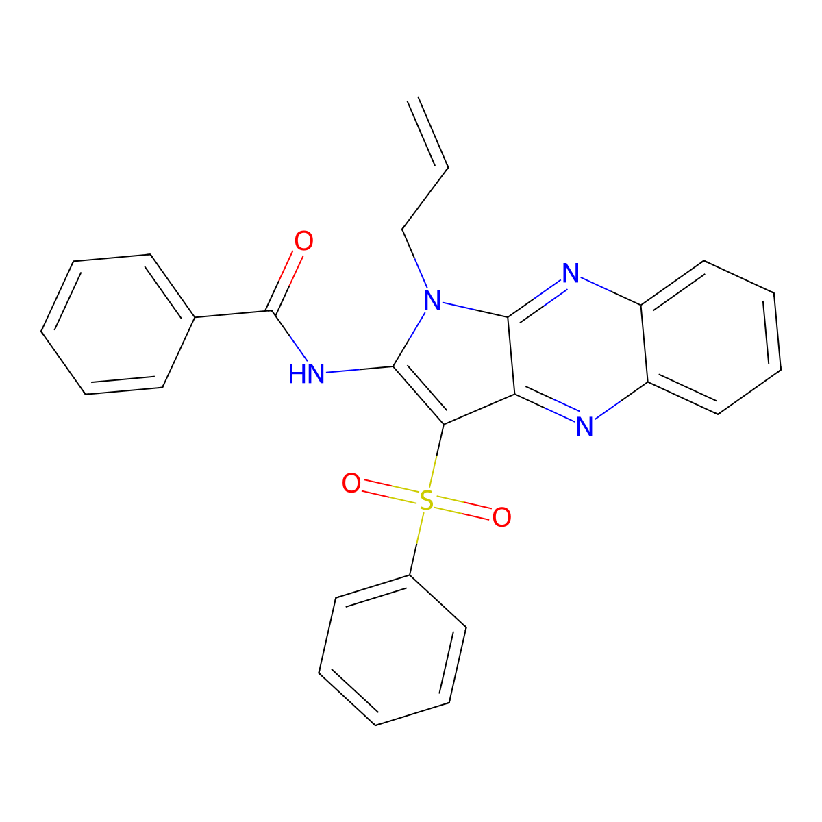 N-[3-(benzenesulfonyl)-1-prop-2-enylpyrrolo[3,2-b]quinoxalin-2-yl]benzamide molecular structure, CAS 373610-93-6
